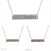 Faith Bar Message Necklace - Available in 3 Colors (16+3in)