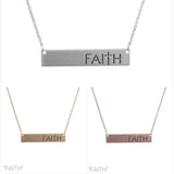 Faith Bar Message Necklace - Available in 3 Colors (16+3in)