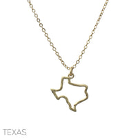 Texas Map Outline Necklace (16+3in)