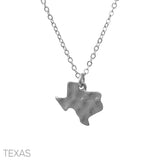 Hammered Texas Map Necklace in Gold or Silver