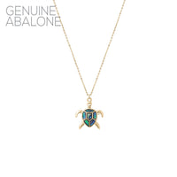 Genuine Abalone Turtle Pendant Necklce (18+3in)