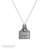 "Faith" or Blessed" Cow Tag Turquoise Bead Necklace (0.86x1.18in)