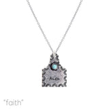 "Faith" or Blessed" Cow Tag Turquoise Bead Necklace (0.86x1.18in)