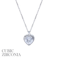 Cubic Zirconia Heart Necklace (18+2in)(18082VCR-R)