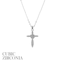 Cubic Zirconia Cross Heart Necklace (16+2in)