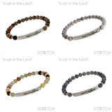 "TRUST IN THE LORD" 6mm Natural Stone Stretch Bracelet - Available in 4 Colors