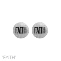 Faith Stud Circle Earrings in Silver or Gold (0.45x0.45in)