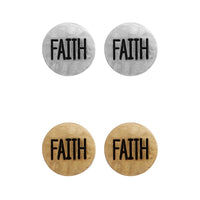 Faith Stud Circle Earrings in Silver or Gold (0.45x0.45in)