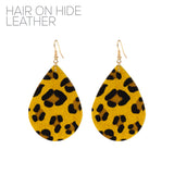 Animal Print Hair on Hide Leather Teardrop Earrings - 6 Colors (1.70x3.15)