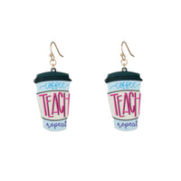 Coffee, Teach, Repeat Acrylic Teacher Themed Earrings