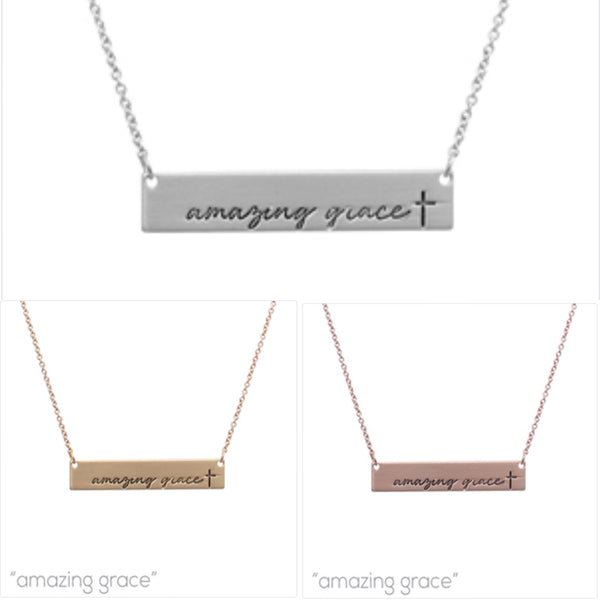 "Amazing Grace" Bar Necklace - Available in 3 Colors