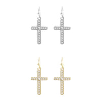 Latin Cross Dangle Earrings (0.63x1.3in)