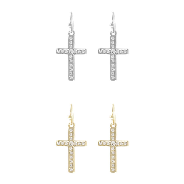 Latin Cross Dangle Earrings (0.63x1.3in)