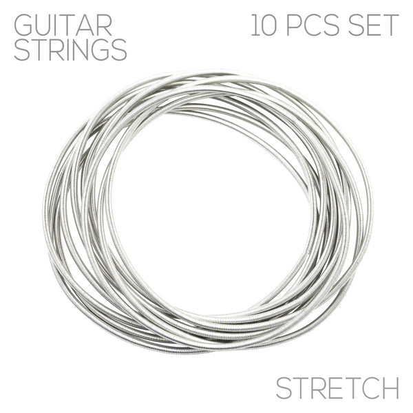 Rhodium Plated Guitar String 10 pcs Stretch Bracelet