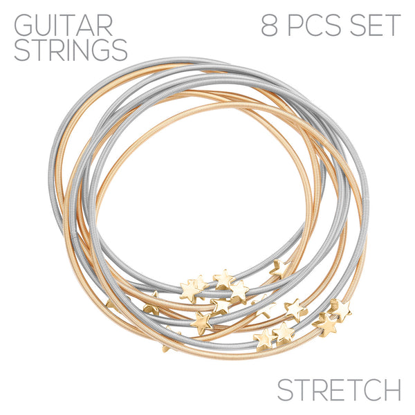 8 PCS Guitar String Star Charms Stretch Bracelet