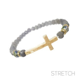 Cross 6mm Glass Bead Stretch Bracelets