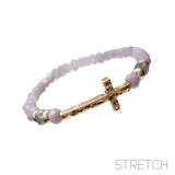 Cross 6mm Glass Bead Stretch Bracelets