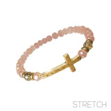 Cross 6mm Glass Bead Stretch Bracelets