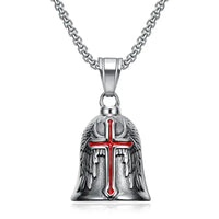 Stainless Steel Angel Wings Cross Bell 24 inch Necklace (1.0x1.5in)