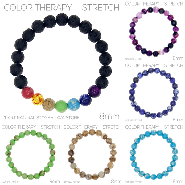 8mm Natural Stone Stretch Bracelet Color Therapy Series - 8 Colors Available