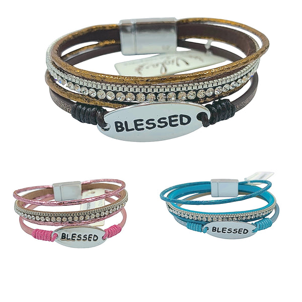 Blessed Oval Stripe Magnetic Clasp Bracelet (11-5792)