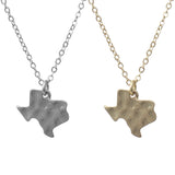 Hammered Texas Map Necklace in Gold or Silver