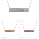 John 3:16 Bar Message Necklace in 3 Colors (16+3in)