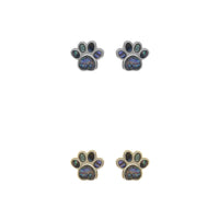 Genuine Abalone Paw Print Stud Post Earrings