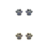 Genuine Abalone Paw Print Stud Post Earrings