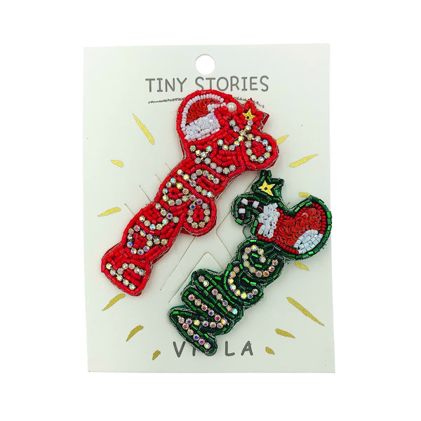 Naughty or Nice Christmas Themed Brooch Pin Set