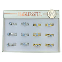 Bulk 12 PCS Stainless Steel Wedding Set Style Rings (IRI-858)