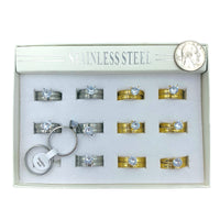 Bulk 12 PCS Stainless Steel Wedding Set Style Rings (IRI-549)