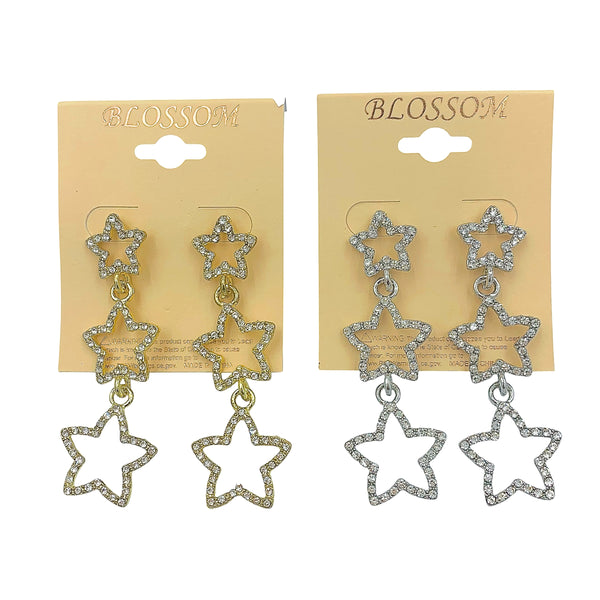 $1.00 Three Tiered Star Crystal Earrings (IER-5282)