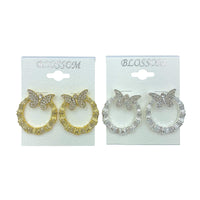 $1.00 Butterfly Circle Crystal Earrings (IER-5567)