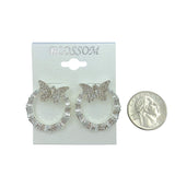 $1.00 Butterfly Circle Crystal Earrings (IER-5567)