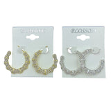 $1.00 Half Side Crystal J Hoop Earrings (IER-5565)