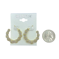 $1.00 Half Side Crystal J Hoop Earrings (IER-5565)