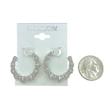 $1.00 Half Side Crystal J Hoop Earrings (IER-5565)