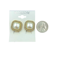 $1.00 Clip-On Square Pearl & Crystal Earrings (IER-4642)