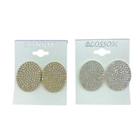 $1.00 Clip-On Oval Disc Crystal Earrings (IER-4083)