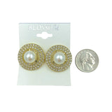 $1.00 Clip-On Round Pearl & Crystal Earrings (IER-5597)