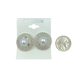 $1.00 Clip-On Round Pearl & Crystal Earrings (IER-5597)