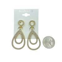 $1.00 Clip-On Double Teardrop Dangle Crystal Earrings (IER-5012)