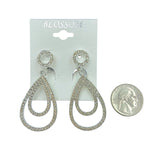 $1.00 Clip-On Double Teardrop Dangle Crystal Earrings (IER-5012)