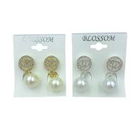 $1.00 Clip-On Circle Crystal Pearl Drop Earrings (IER-4189)