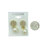 $1.00 Clip-On Circle Crystal Pearl Drop Earrings (IER-4189)