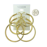 Bulk 12 PCS Gold Plated 3 Pair Hoop Earrings (IER-5629G)