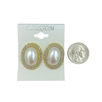 $1.00 Clip-On Oval Pearl & Crystal Earrings (IER-4452)