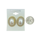 Bulk 12 PCS Clip-On Oval Pearl & Crystal Earrings (IER-4452)