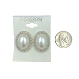 Bulk 12 PCS Clip-On Oval Pearl & Crystal Earrings (IER-4452)